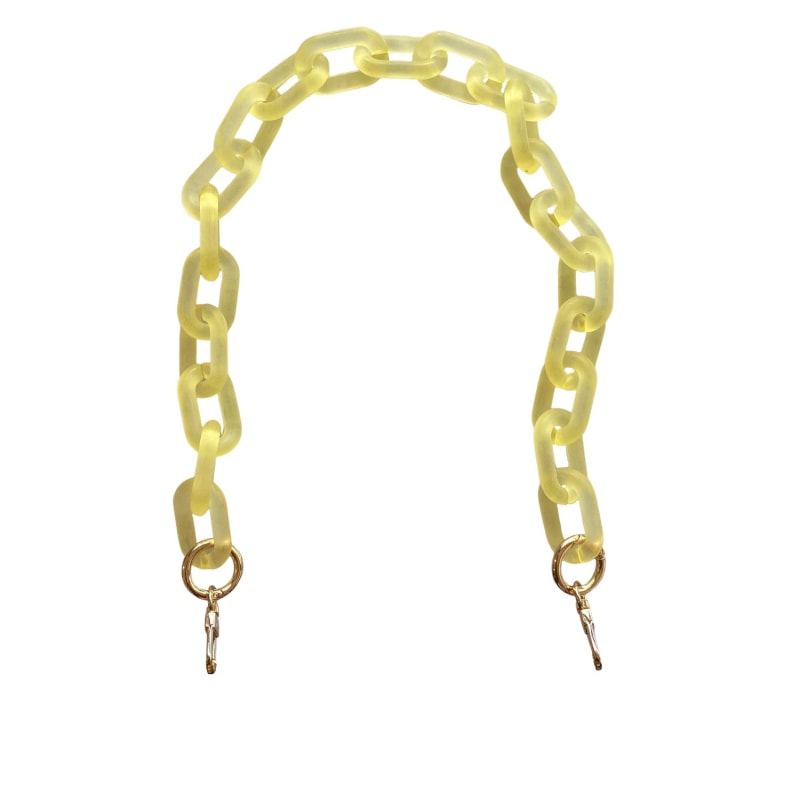Chain Link Short Acrylic Purse Strap In Frosted Yellow CLOSET