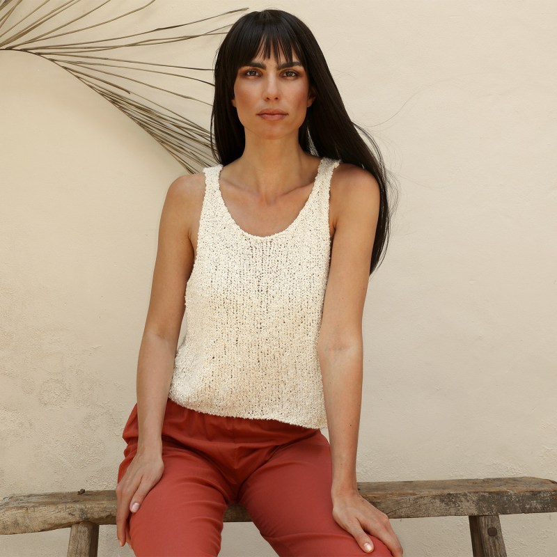 Thumbnail of Champagne Silk Boucle Knit Tank Top image