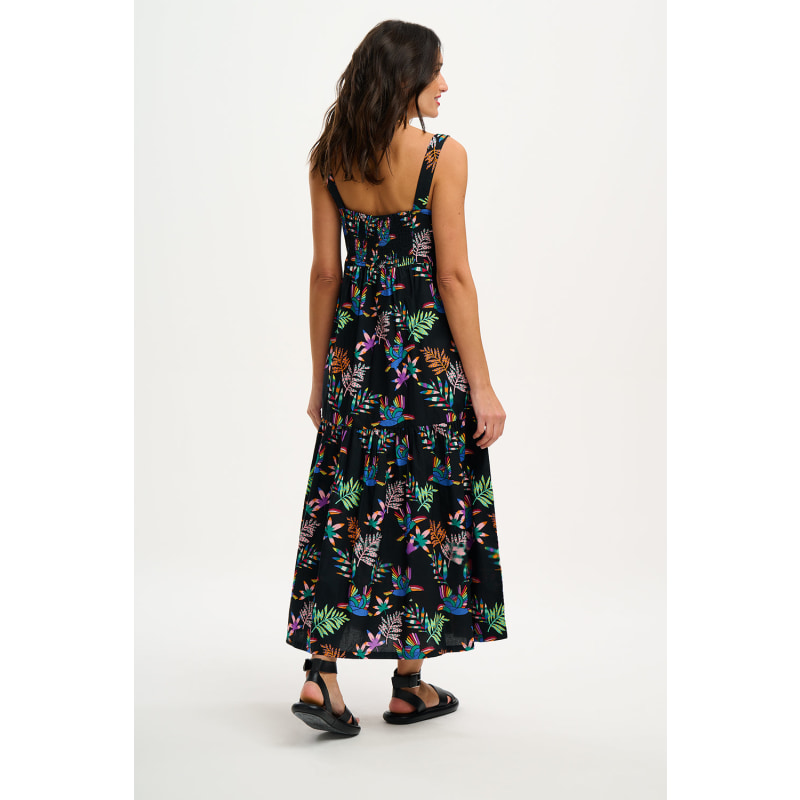 Thumbnail of Charlotte Maxi Tiered Sundress Black, Rainbow Toucans image