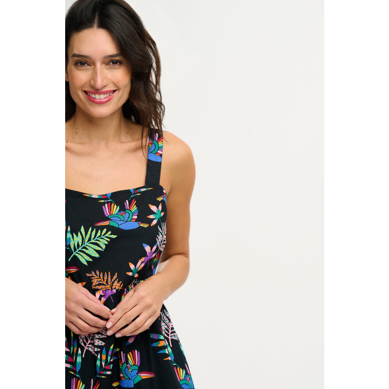 Thumbnail of Charlotte Maxi Tiered Sundress Black, Rainbow Toucans image