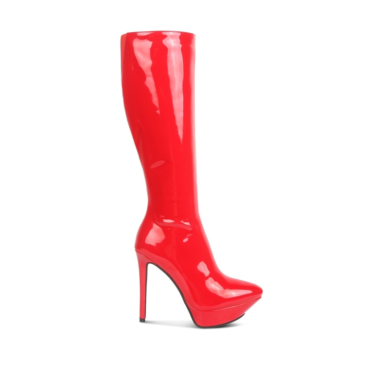 Red calf high boots sales