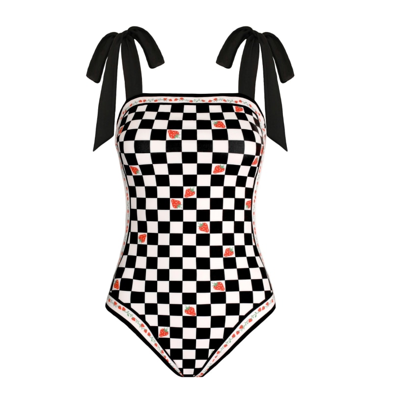 Checkerboard one piece swimsuit sales