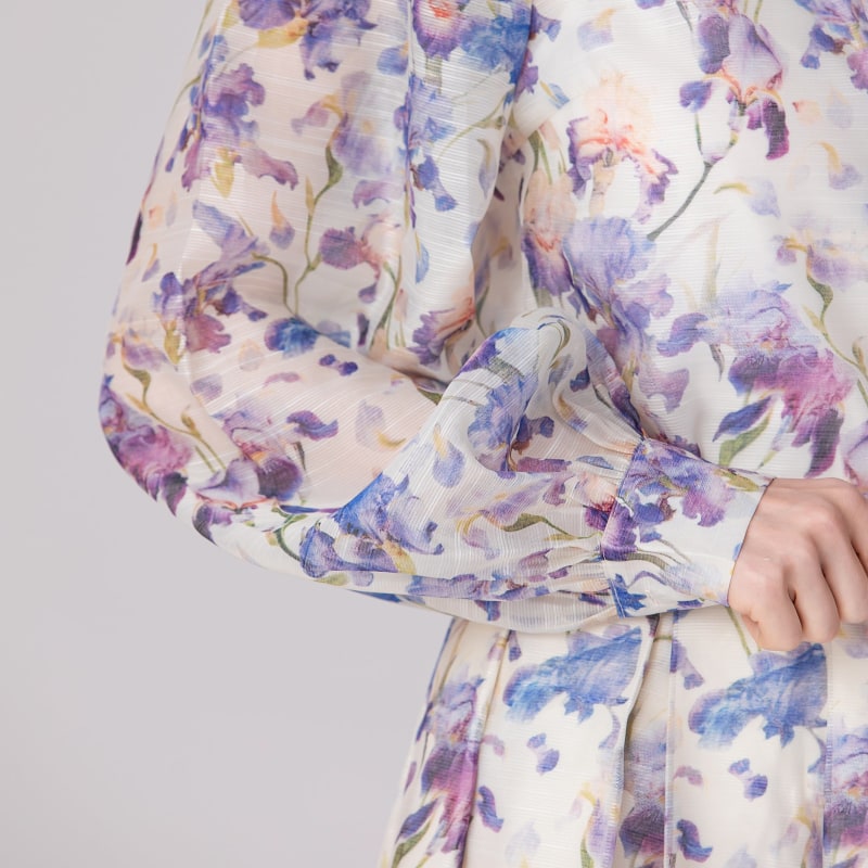 Thumbnail of Flower Print Long Sleeve Organza Shirt - Multicolor image