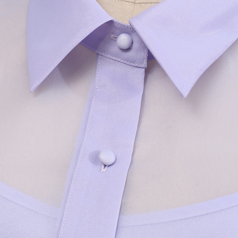 Thumbnail of Short Sleeves Flaps Organza Shirt -Light Blue image