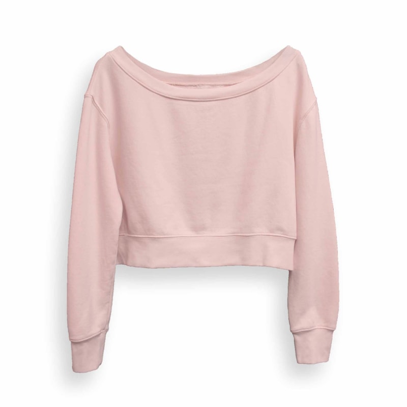 Thumbnail of Untamed Off-Shoulder Cropped Sweatshirt - Cherry Blossom Pink image