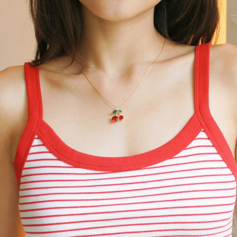 Thumbnail of Cherry Pie Crystal Cherry Pendant Necklace image