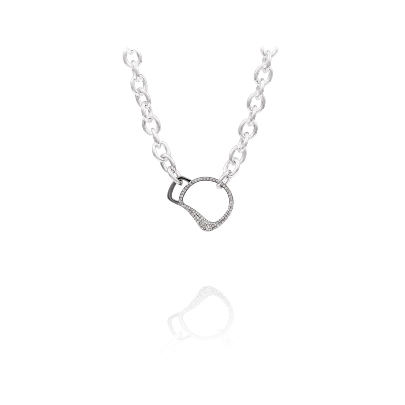 Thumbnail of Cheval Bit Chain Necklace In Silver With Natural Diamonds By Vincent Peach image