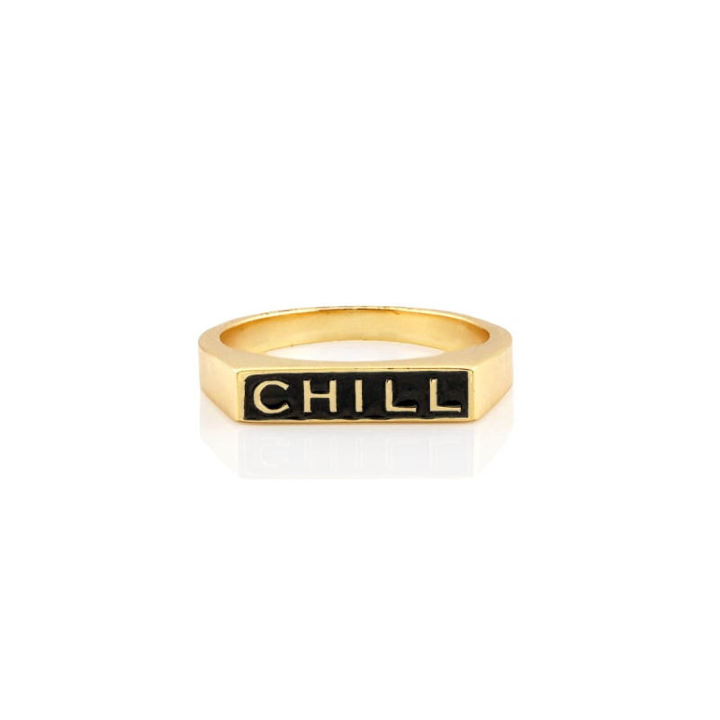 Thumbnail of Chill Enamel Ring Black Enamel Gold Vermeil image