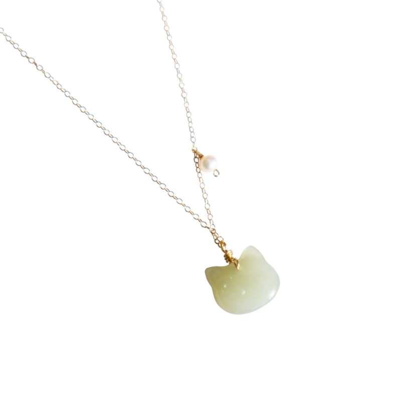 Thumbnail of Choupette Cat Green Jade Pendant Necklace image