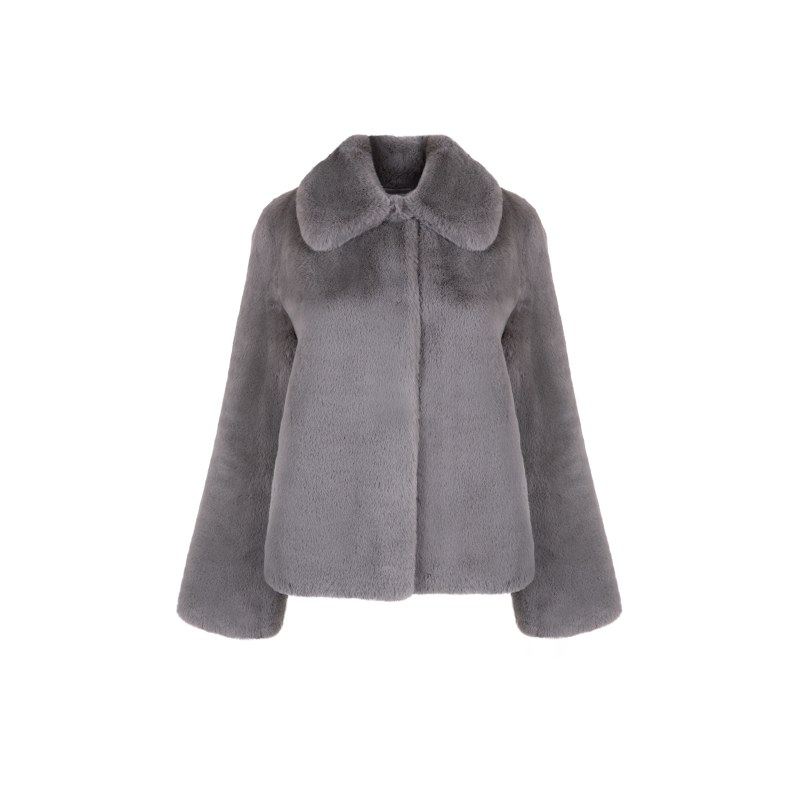 Christie Luxe Faux Fur Collar Jacket Dark Grey – Issy London