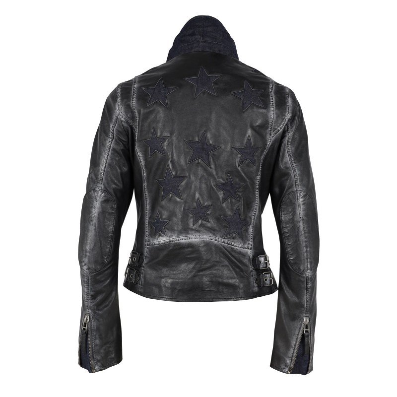 Leather jacket with star studs online