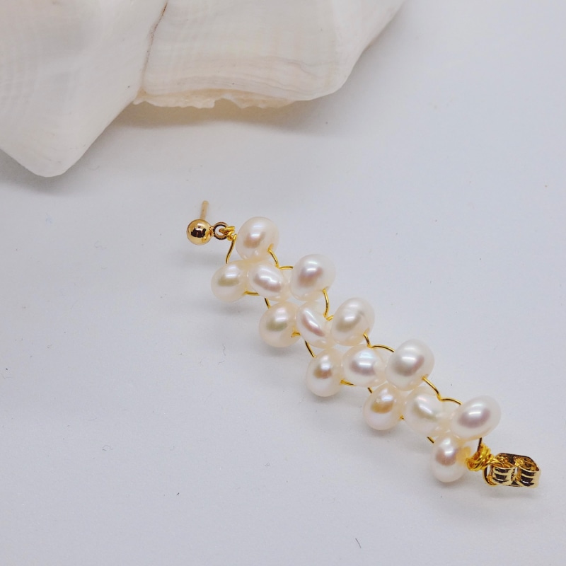 Thumbnail of Cicily Chunky Hoop Pearl Earrings image