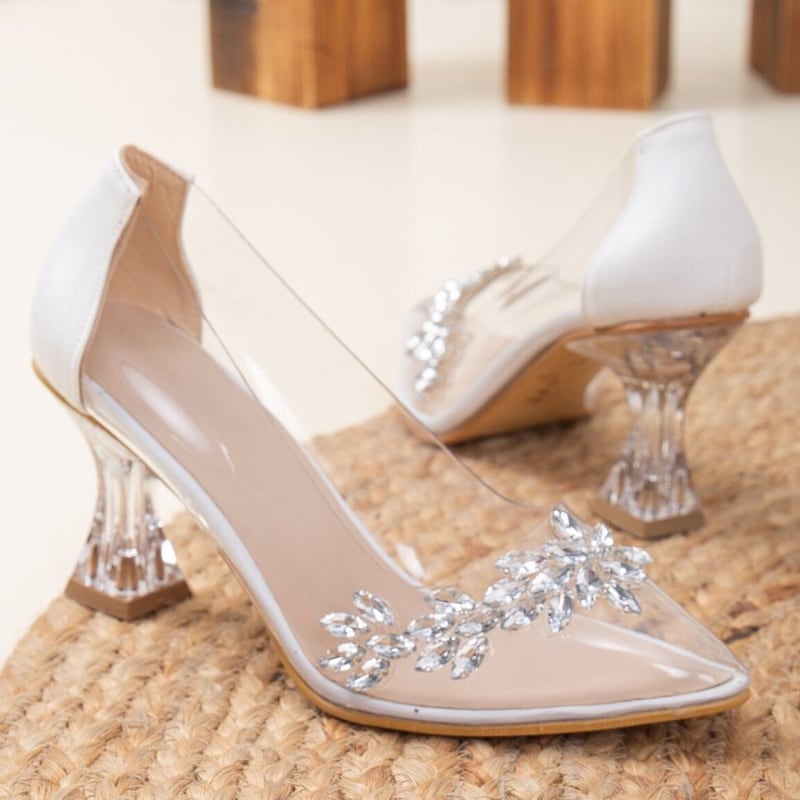 White transparent heels hot sale