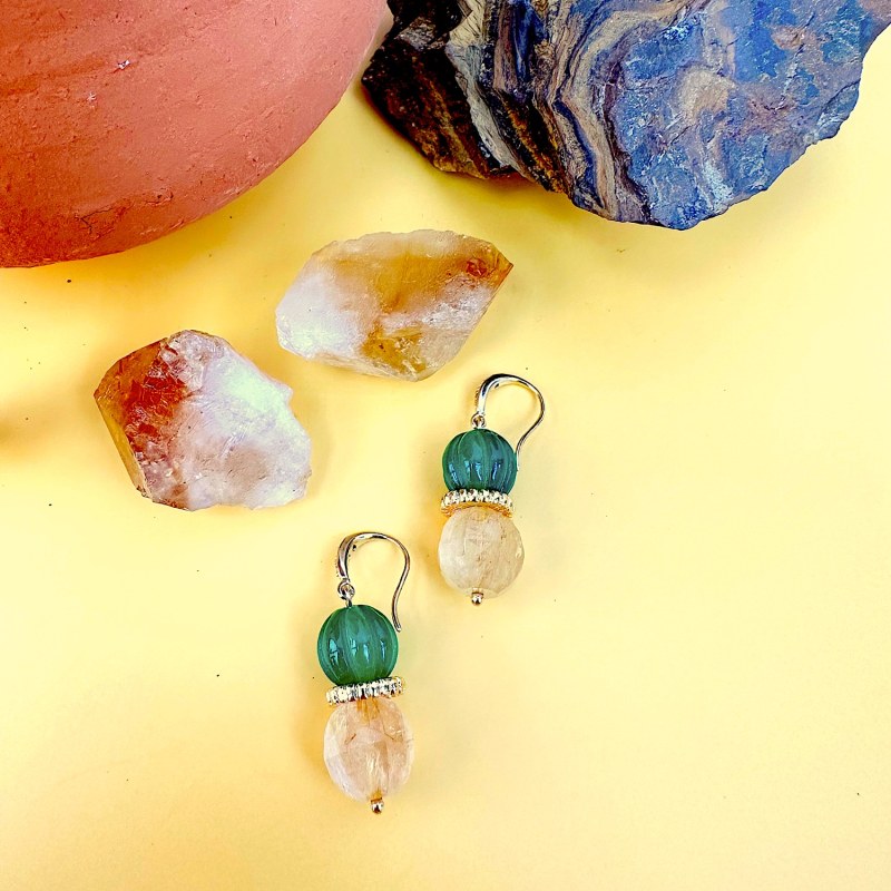 Green agate earrings hotsell