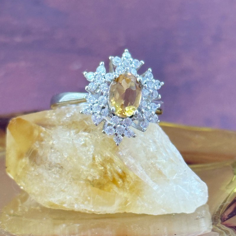 Citrine sterling silver ring top