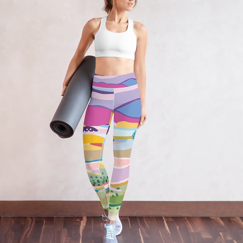 Thumbnail of High Waist Yoga Leggings In Summer Afternoon image