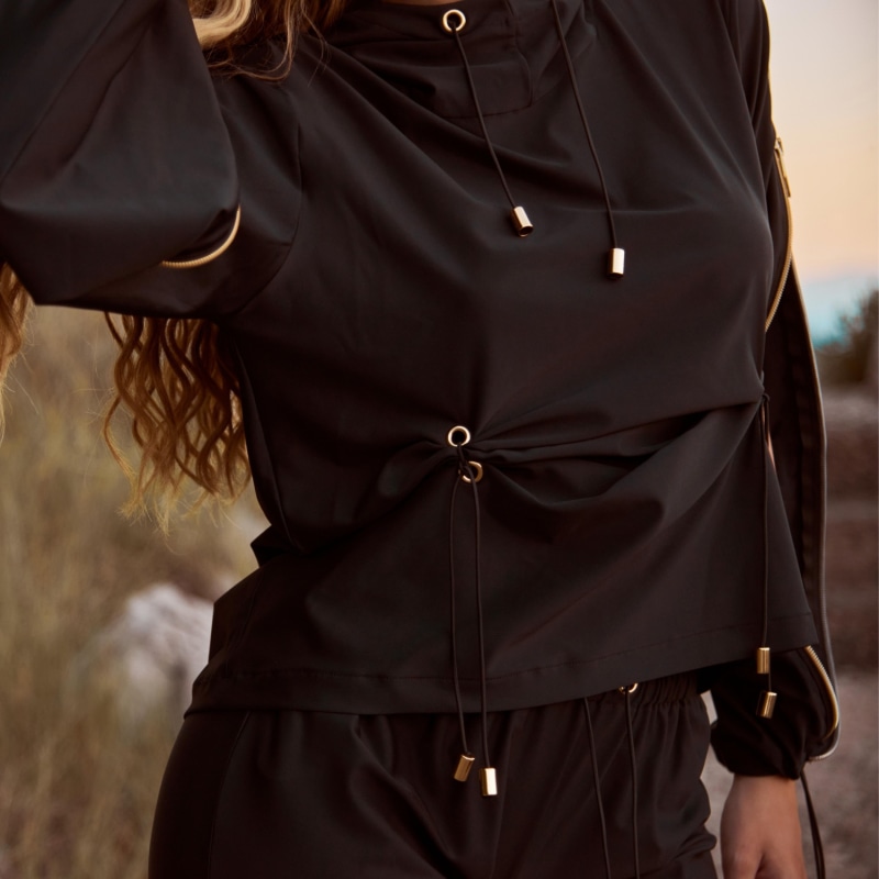 Thumbnail of Elegant Tracksuit Hoodie With Golden Detail In Black image