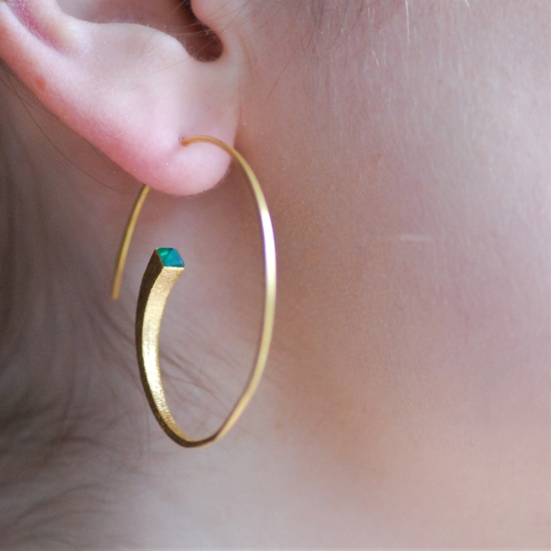 Thumbnail of Gone Loopy Hoops In Green Onyx image