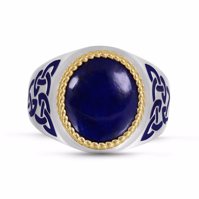 Thumbnail of Lapis Lazuli Stone Signet Ring In Sterling Silver With Enamel image