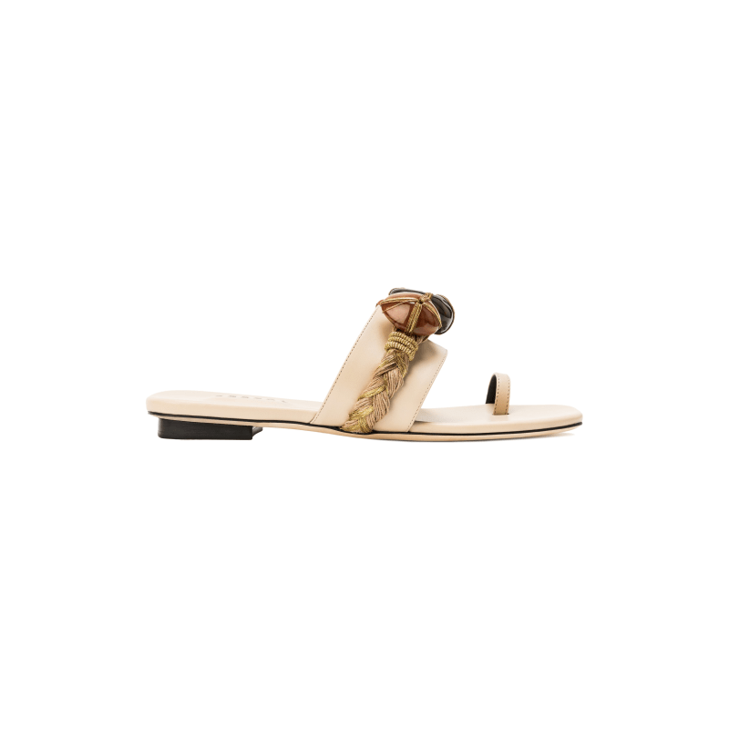 Thumbnail of Delphine Nude & Almond Leather Toe Sandal image