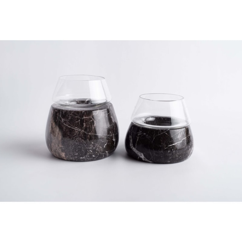 Thumbnail of Vaina Large Candle Holder Glass - Black Marble image