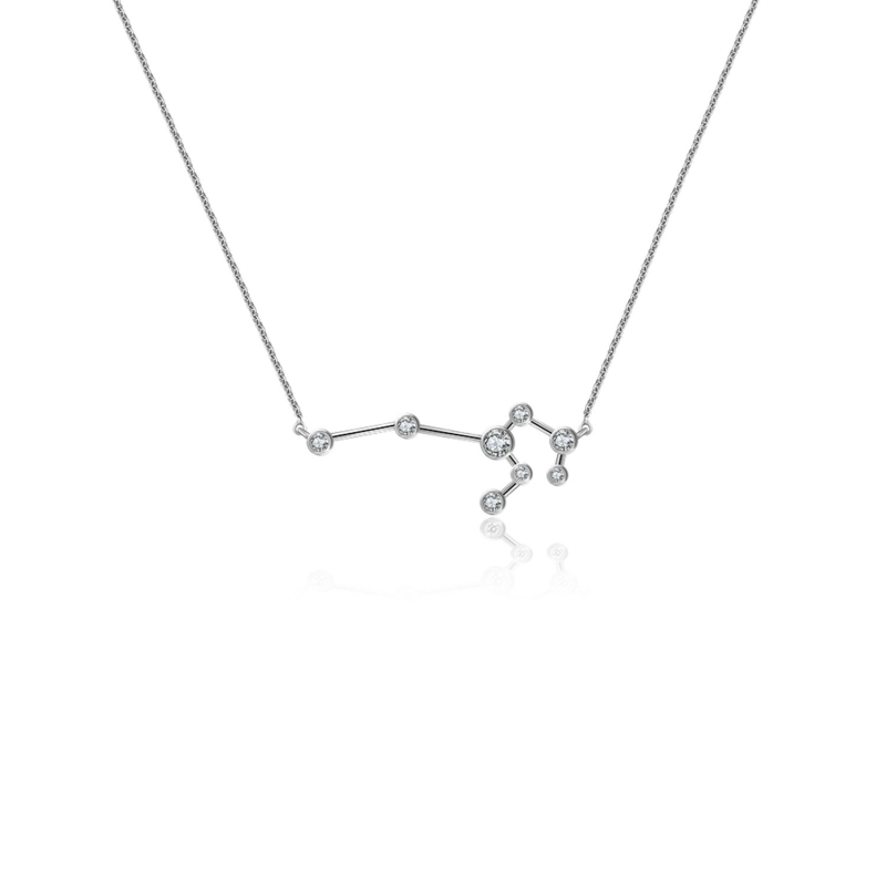 Thumbnail of Leo Zodiac Constellation Necklace 18K White Gold & Diamond image