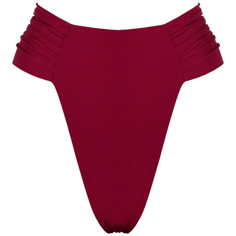 Thumbnail of Clam High Waisted Side Draped Bikini Bottom In Red image