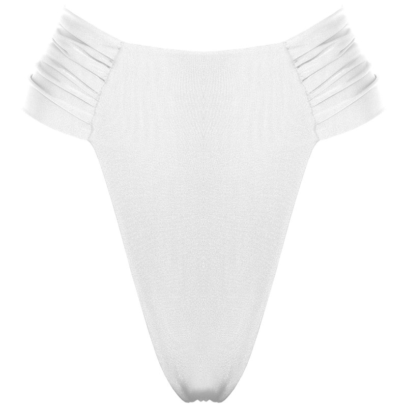 Thumbnail of Clam High Waisted Side Draped Bikini Bottom In White image