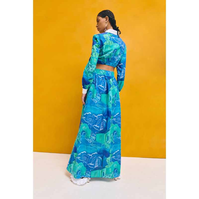 Thumbnail of Encantada Skirt In Siembra Azul Print image