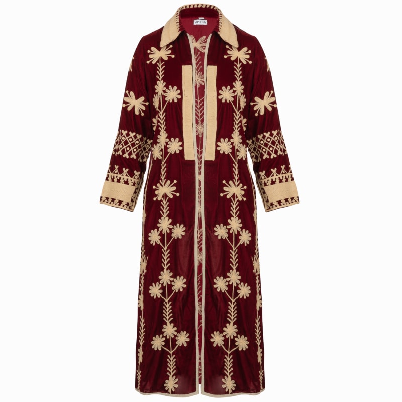 Thumbnail of Suki Claret Silk Velvet Coat image