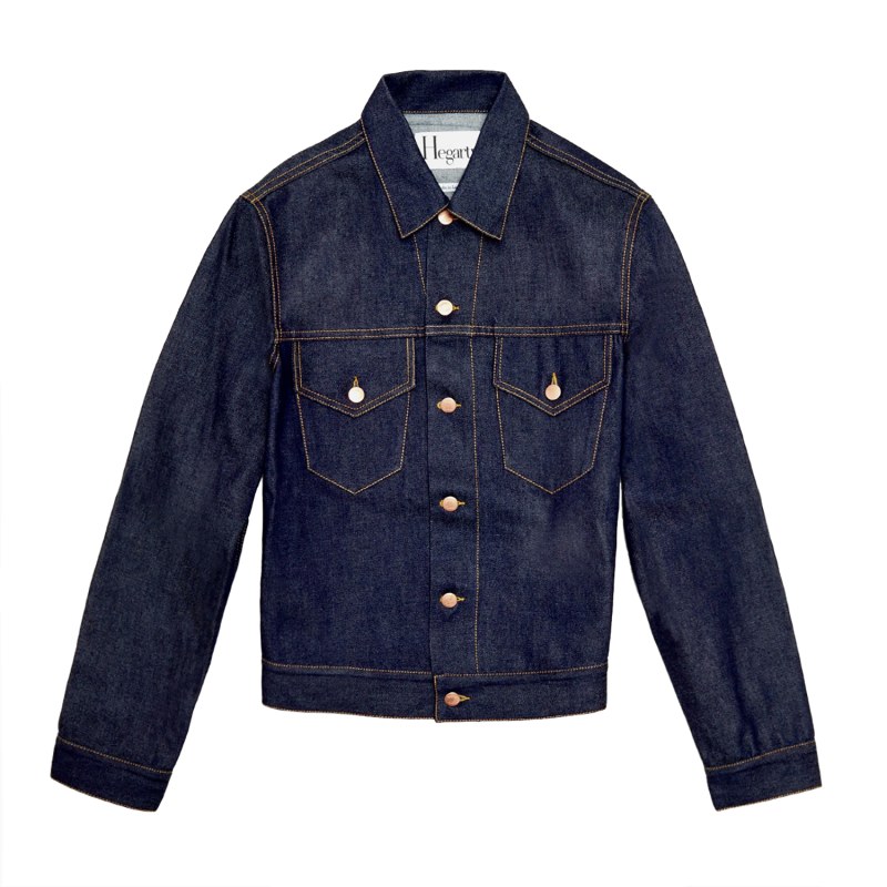 Thumbnail of Mens Classic Denim Trucker Jacket In Raw Indigo Selvedge image