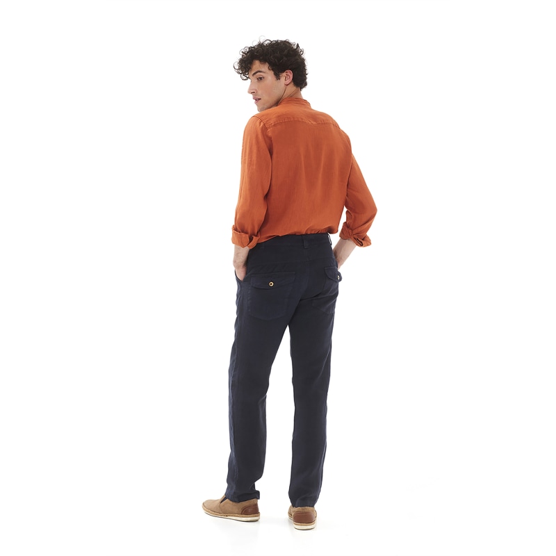 Thumbnail of Classic Fit Linen Pants-Blue Marine image