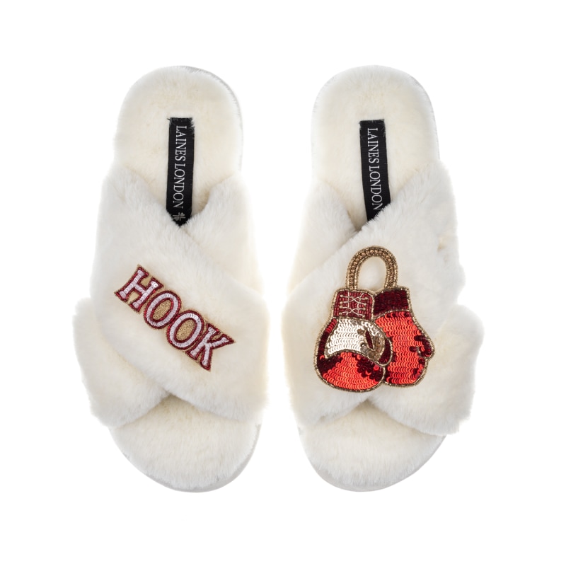 Thumbnail of Classic Laines Slippers With Boxing Brooches - Cream image