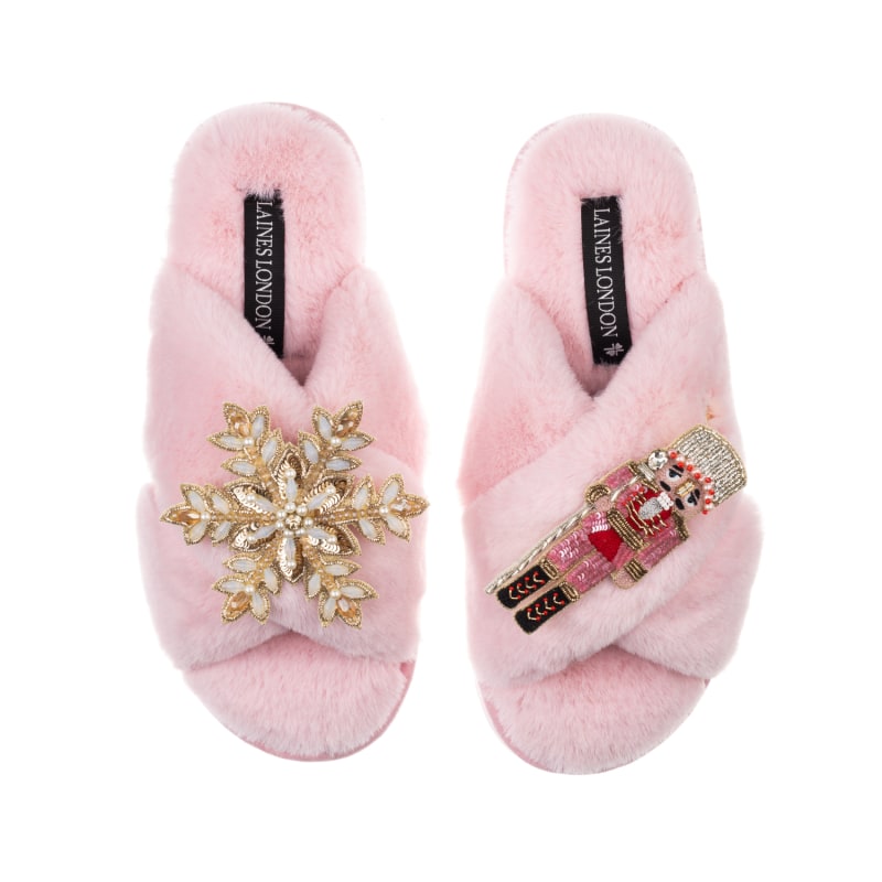 Classic Laines Slippers With Christmas Pink Red Nutcracker