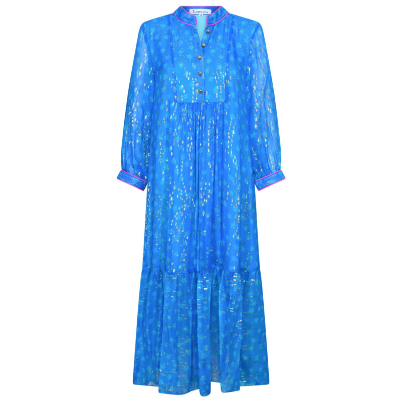 Thumbnail of Claude Dress Blue Moroccan Star Print image