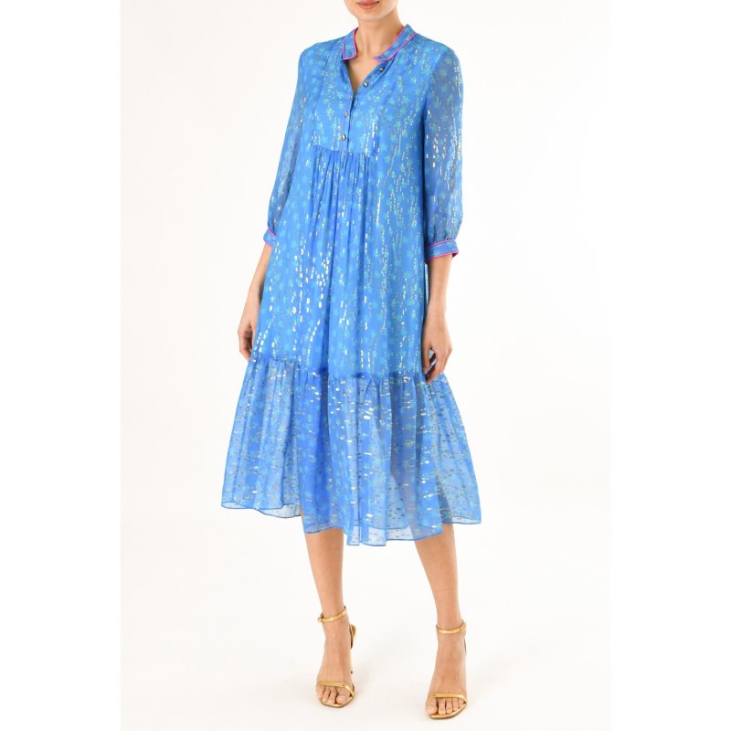 Thumbnail of Claude Dress Blue Moroccan Star Print image