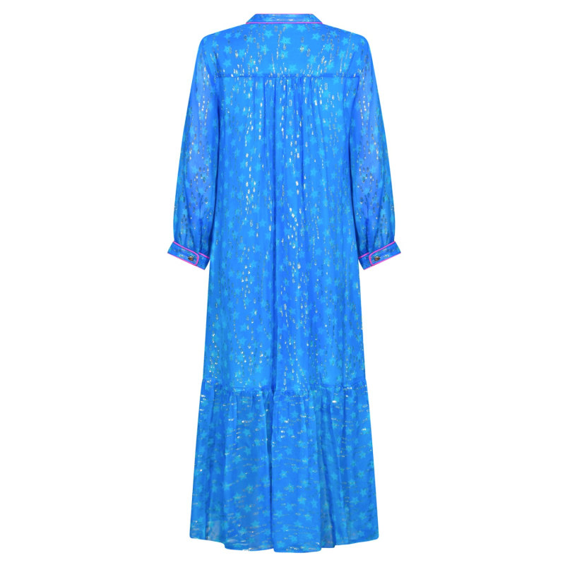 Thumbnail of Claude Dress Blue Moroccan Star Print image