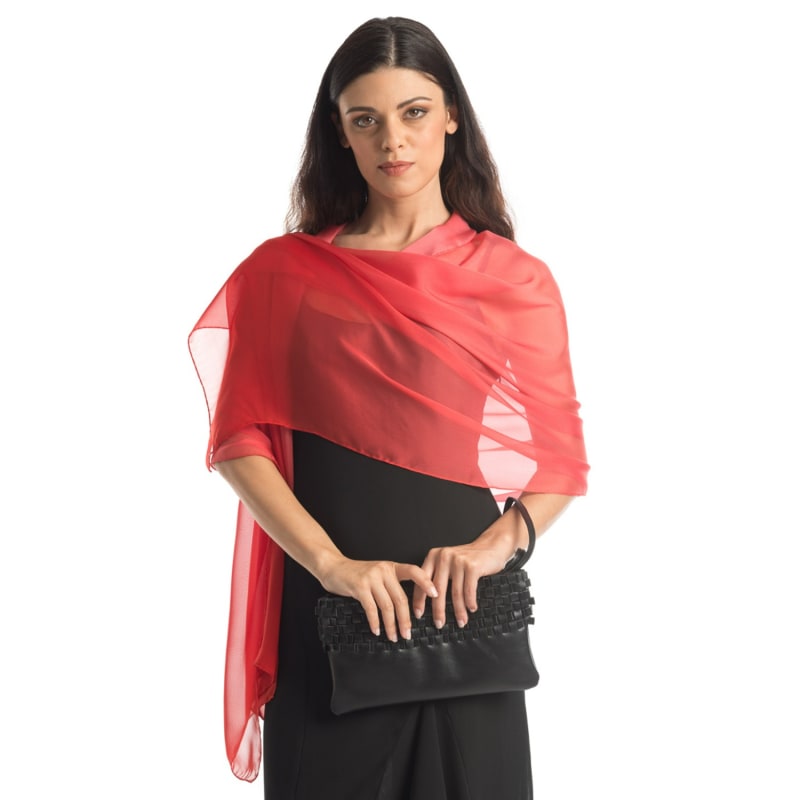 Black Evening Wrap Shawl - Italian Silk Chiffon - Elizabetta