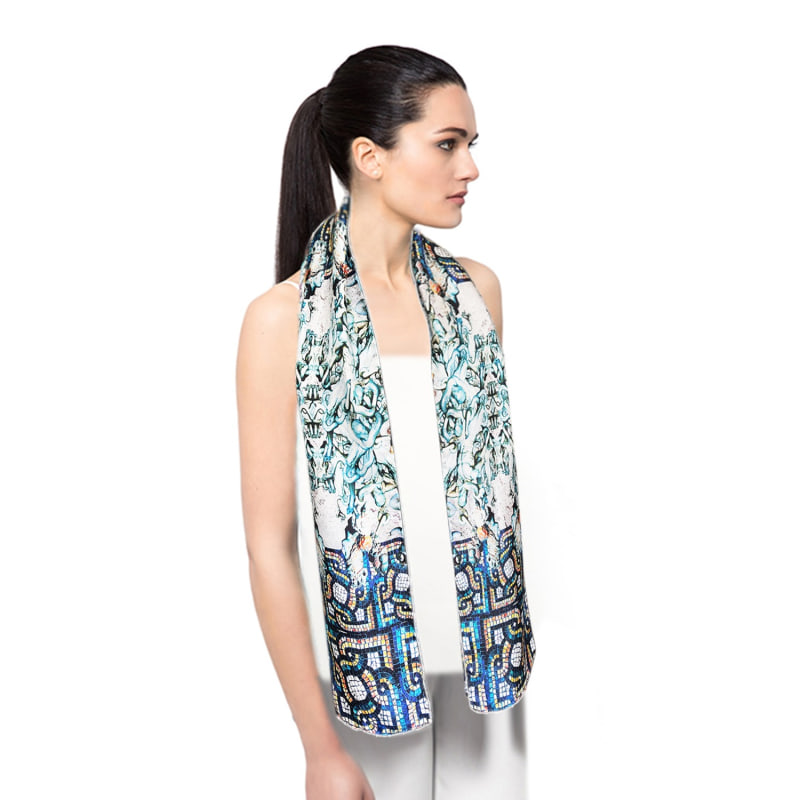 Thumbnail of Statues & Mosaics Skinny Silk Scarf image