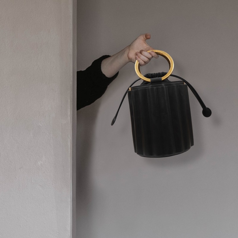 Thumbnail of Water Metal Handle Bucket Bag - Black image