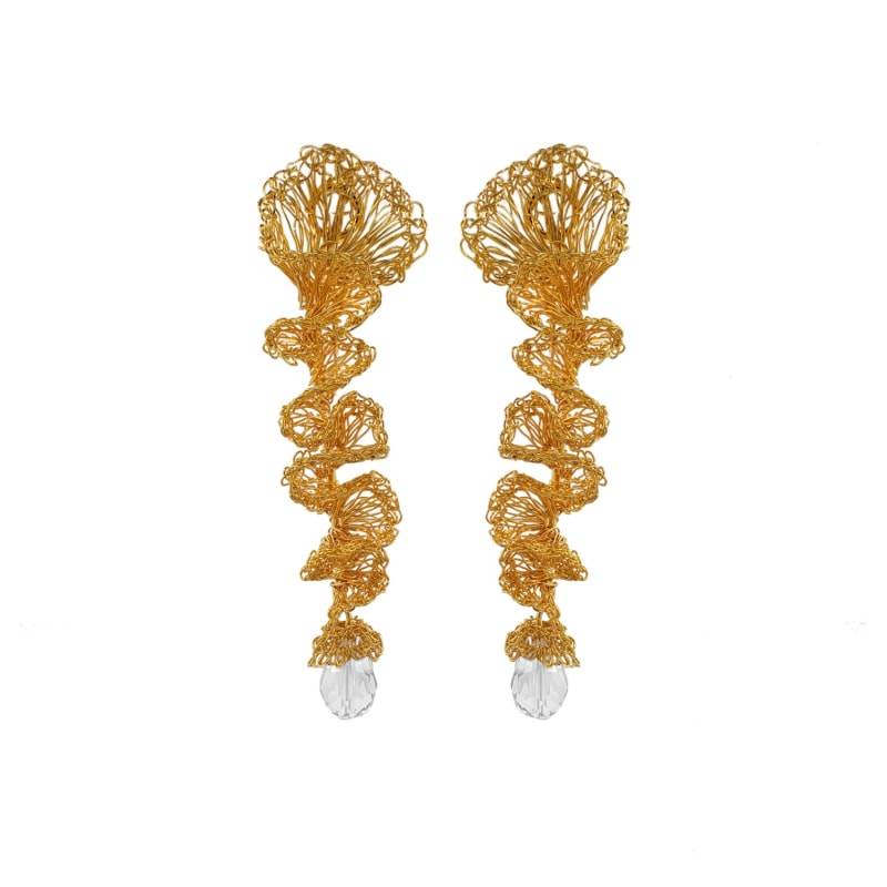 Thumbnail of Clear & Gold Ella Handmade Earrings image