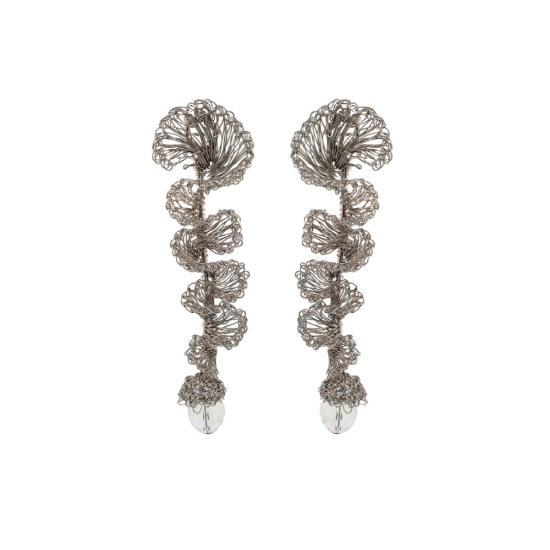 Thumbnail of Clear & Silver Ella Handmade Earrings image