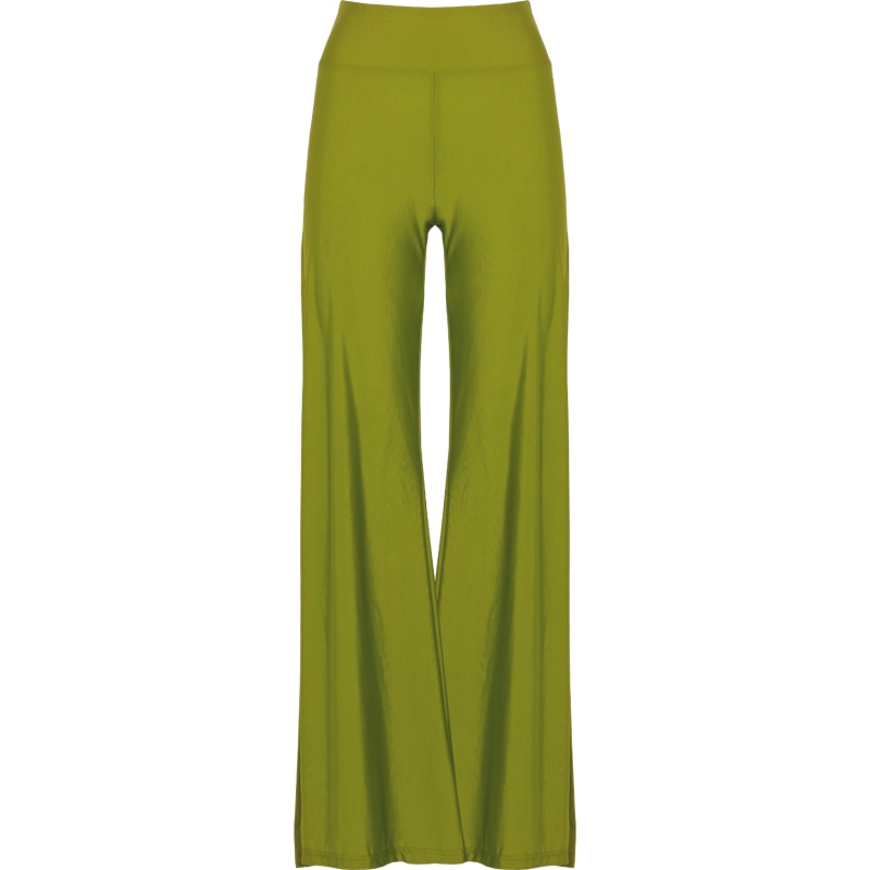 Thumbnail of Cleo High Waisted Stretch Wide Leg Pants With Side Slit In Lime Green image