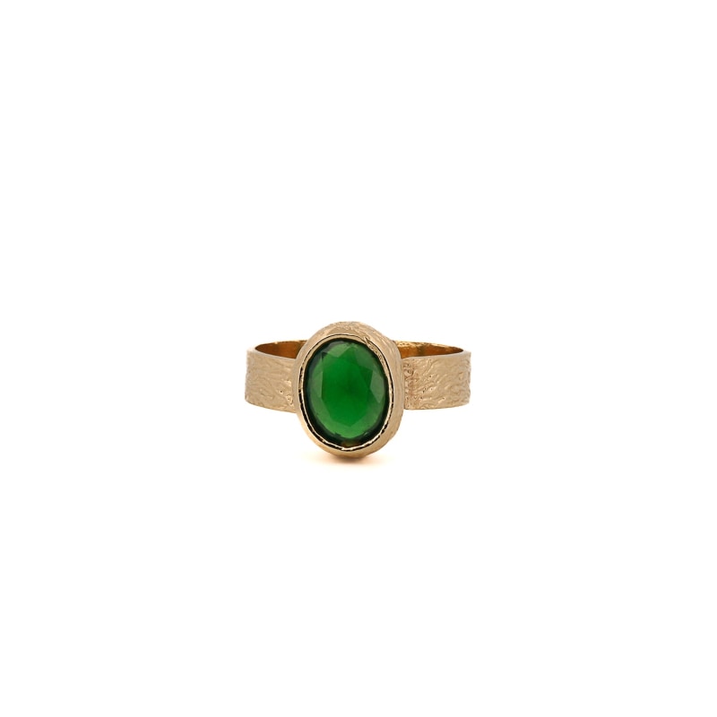 Thumbnail of Cleopatra Gold And Green Jade Stone Adjustable Ring - Green image