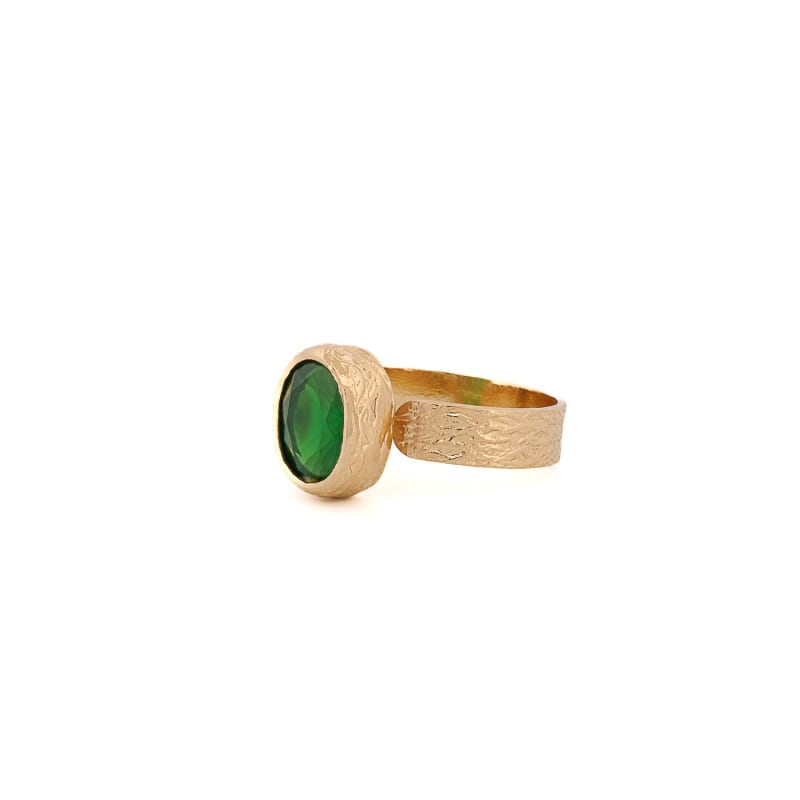 Thumbnail of Cleopatra Gold And Green Jade Stone Adjustable Ring - Green image