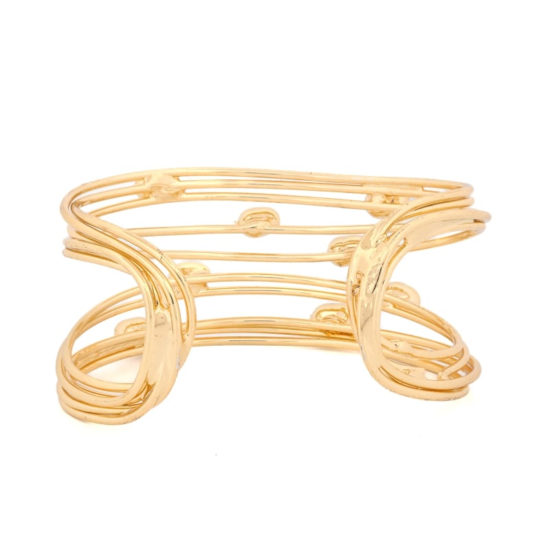 Thumbnail of Cleopatra Pearl Dewdrop Gold Cuff Bracelet - Gold image