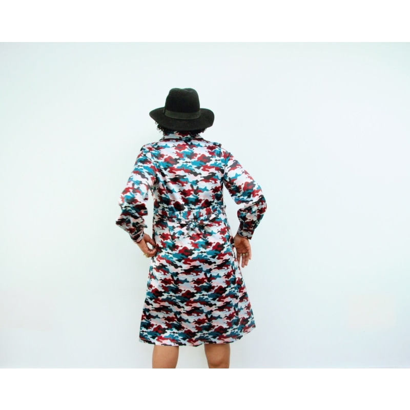 Thumbnail of Elama - Sunset Camo Print Long Sleeve Shirt Dress image