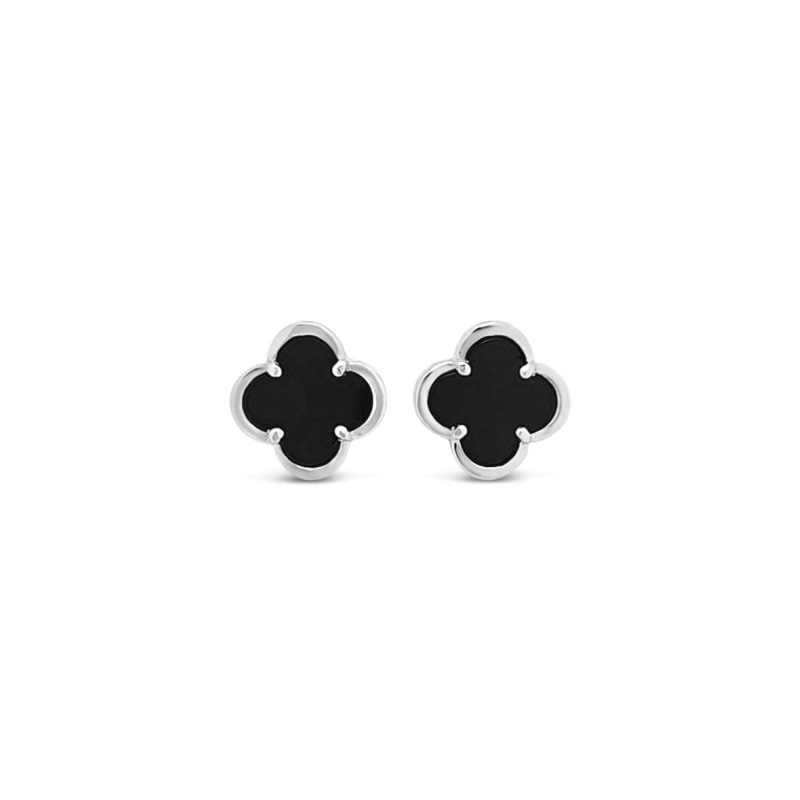 Thumbnail of Clover Stud Earring Twelve Mm -Black Agate image