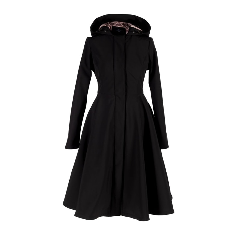 Black fit and flare coat uk top