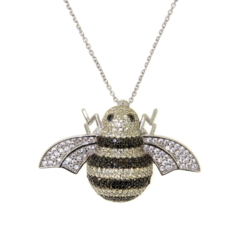 Thumbnail of Sterling Silver Busy Bee Necklace in White image